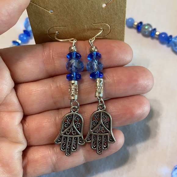 Hamsa Hand Charm Earring and Necklace Set - Picture 6 of 6